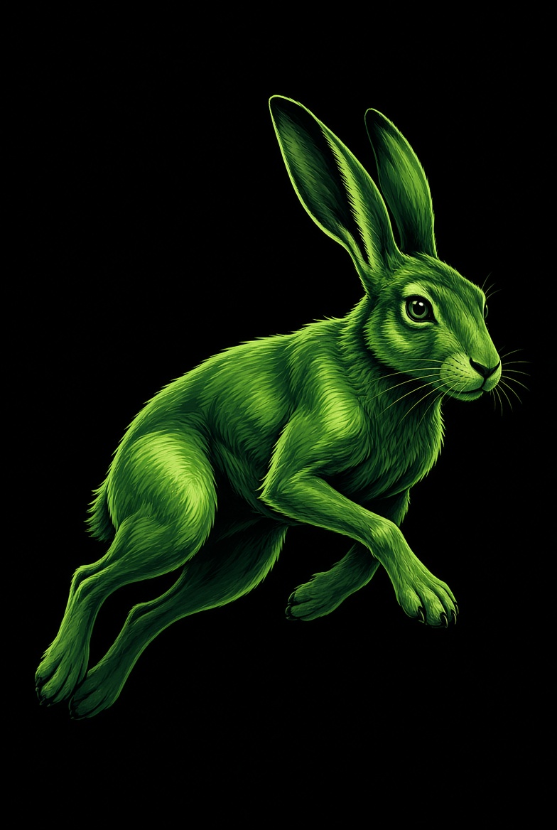 Painted natural running hare